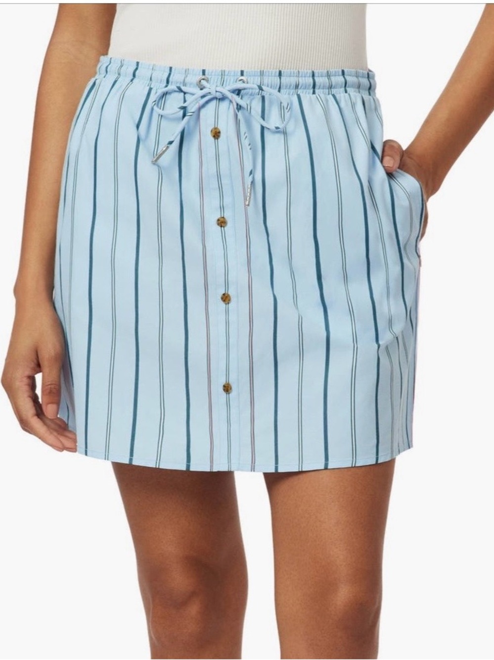 Scotch & Soda Light Blue Mini Skirt with Navy Stripes